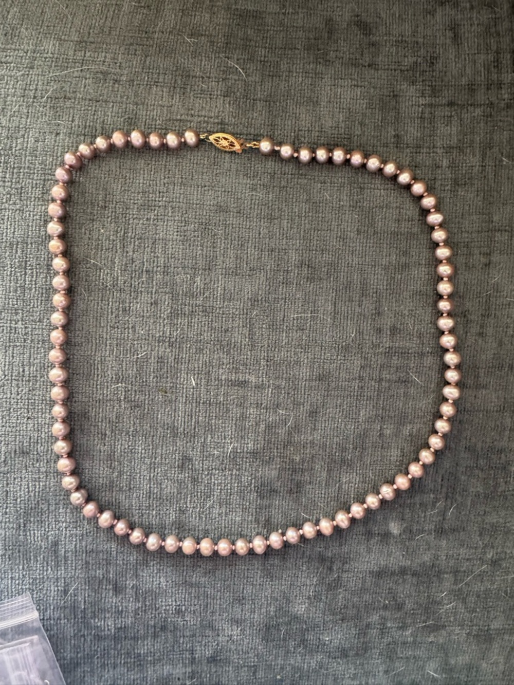 Lavender Pearl Strand Necklace with Gold-Tone Clasp